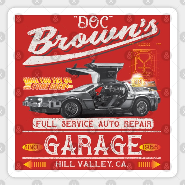 Doc Brown's Auto Repair Shop Magnet by Alema Art